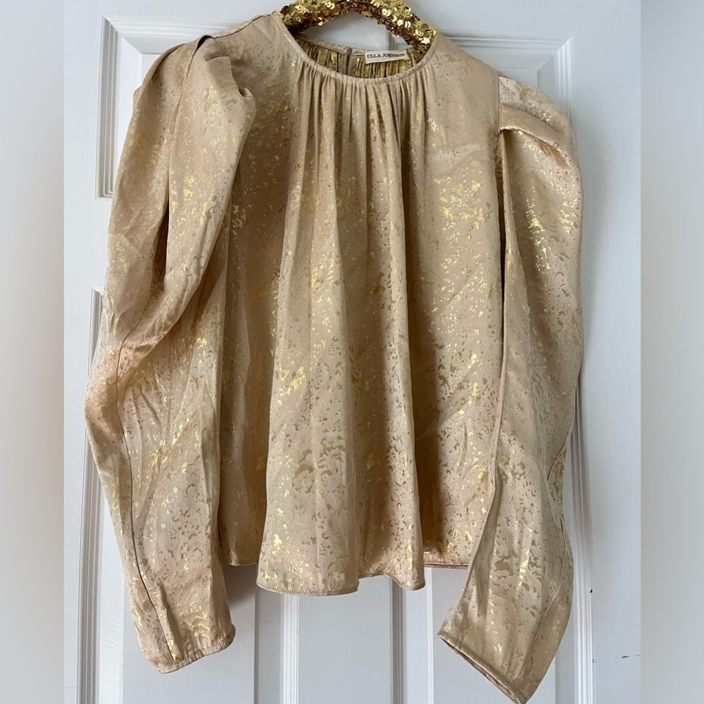 Ulla Johnson Ivy Gilded Balloon Sleeve Blouse - Picture 3 of 8